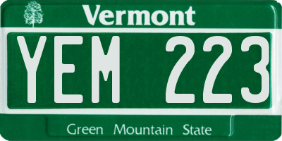VT license plate YEM223