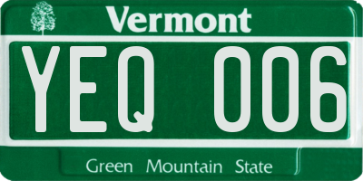 VT license plate YEQ006