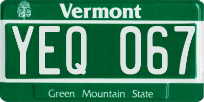 VT license plate YEQ067