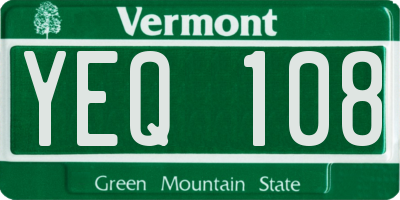 VT license plate YEQ108