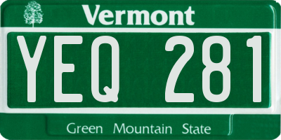 VT license plate YEQ281