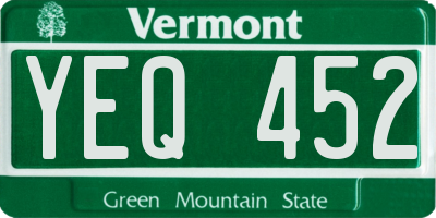 VT license plate YEQ452
