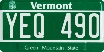 VT license plate YEQ490