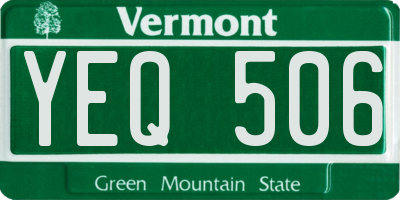 VT license plate YEQ506