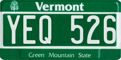 VT license plate YEQ526
