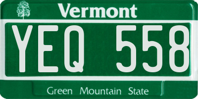 VT license plate YEQ558