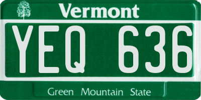 VT license plate YEQ636