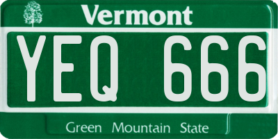VT license plate YEQ666