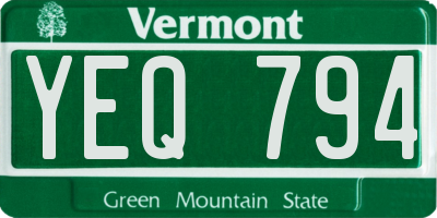 VT license plate YEQ794