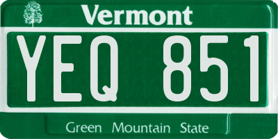 VT license plate YEQ851