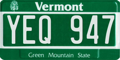VT license plate YEQ947