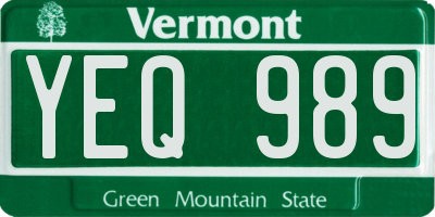 VT license plate YEQ989
