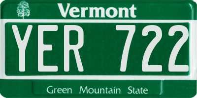 VT license plate YER722