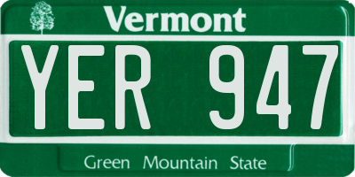 VT license plate YER947