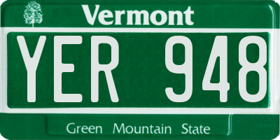 VT license plate YER948