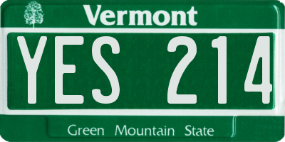 VT license plate YES214