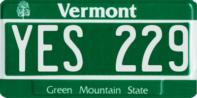 VT license plate YES229