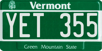 VT license plate YET355