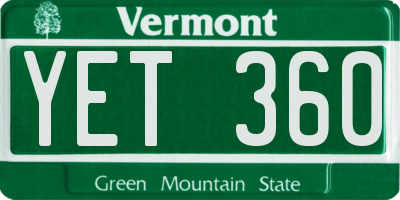 VT license plate YET360