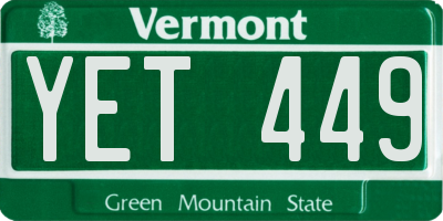 VT license plate YET449