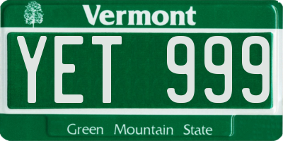 VT license plate YET999
