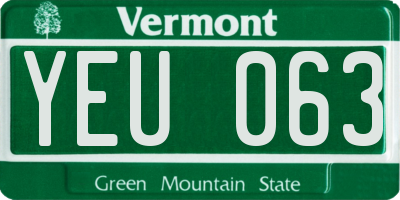 VT license plate YEU063