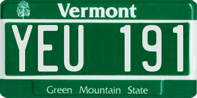 VT license plate YEU191
