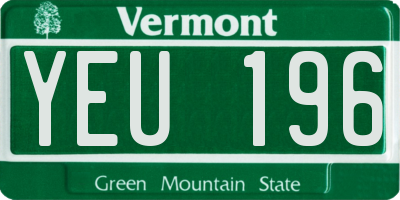 VT license plate YEU196