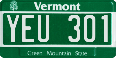 VT license plate YEU301
