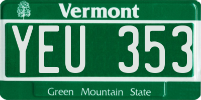 VT license plate YEU353