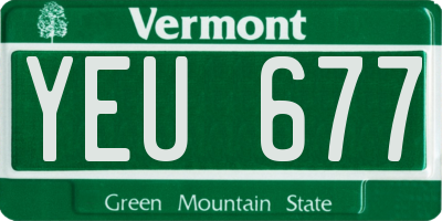 VT license plate YEU677