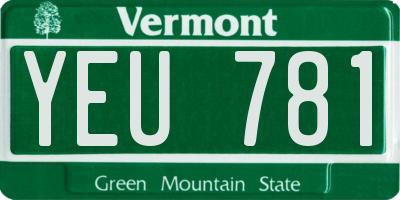 VT license plate YEU781