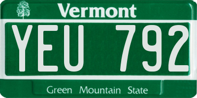 VT license plate YEU792