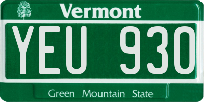 VT license plate YEU930