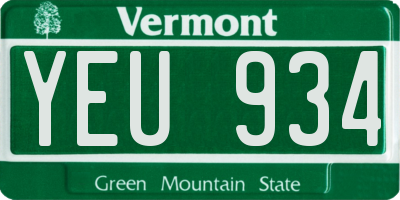 VT license plate YEU934