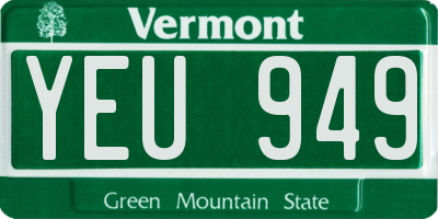 VT license plate YEU949