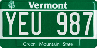 VT license plate YEU987