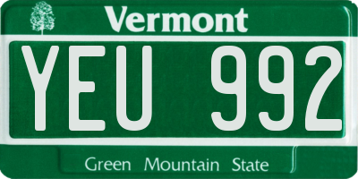 VT license plate YEU992