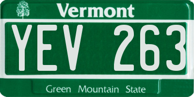 VT license plate YEV263
