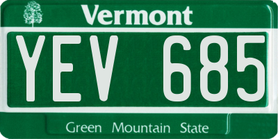 VT license plate YEV685