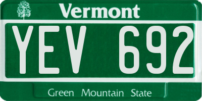 VT license plate YEV692