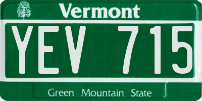 VT license plate YEV715