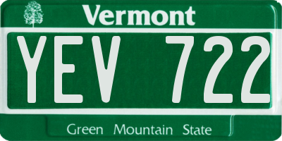 VT license plate YEV722