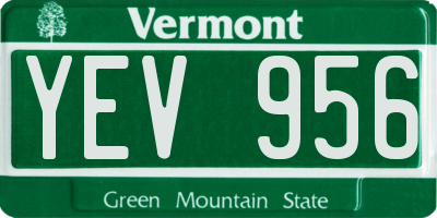 VT license plate YEV956