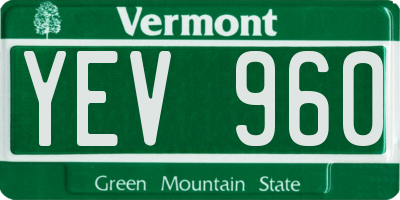 VT license plate YEV960