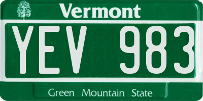 VT license plate YEV983