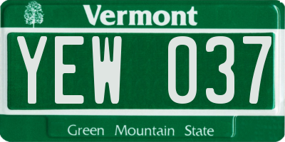 VT license plate YEW037