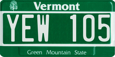 VT license plate YEW105