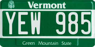 VT license plate YEW985