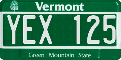 VT license plate YEX125